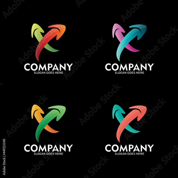 Obraz Letter X arrow logo design, vector logo template