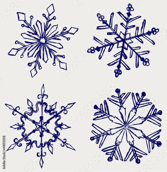 Fototapeta Snowflake winter. Sketch