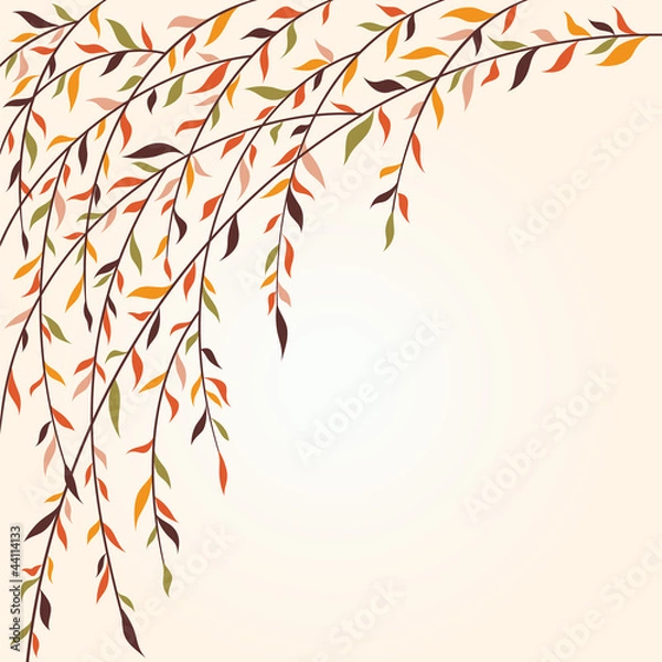 Fototapeta Stylized tree branches with leaves