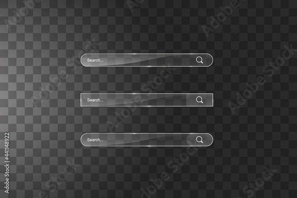 Fototapeta Search bar template. Vector web search illustration. Transparent glass search bar