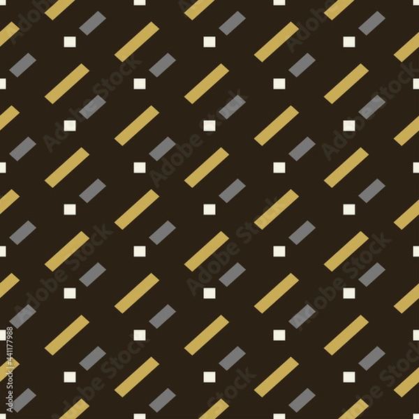 Fototapeta Background pattern with simple geometric elements on black background in retro style, wallpaper. Seamless pattern, texture