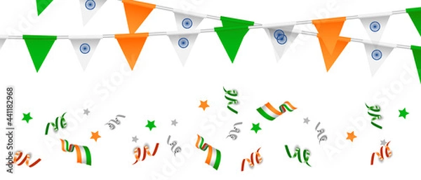 Fototapeta Indian Independence Day. Balloons and ribbons. India flag. August 15