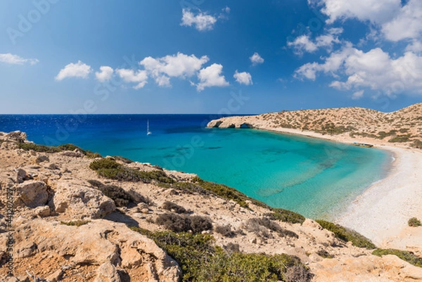 Fototapeta Tripiti beach on the south coast of the remote Greek island of Gavdos south of Crete in the Libyan Sea