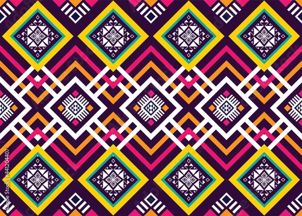 Fototapeta Ethnic pattern vector background. seamless pattern traditional, Design for background, wallpaper, Batik, fabric, carpet, clothing, wrapping, and textile.ethnic pattern Vector illustration.