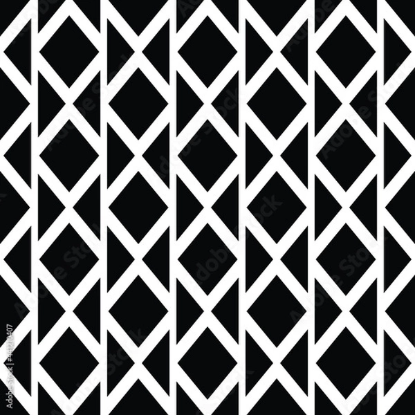 Fototapeta Abstract geometric seamless background. Black and white texture. monochrome pattern.