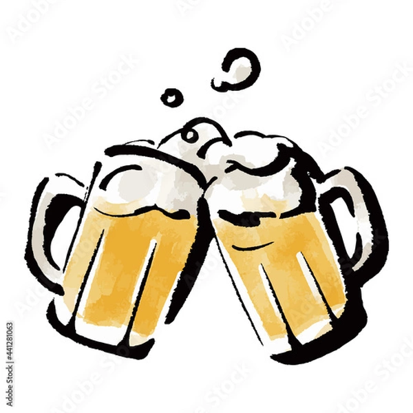 Fototapeta 
イラスト素材：ビールジョッキ　乾杯　カラーイラスト