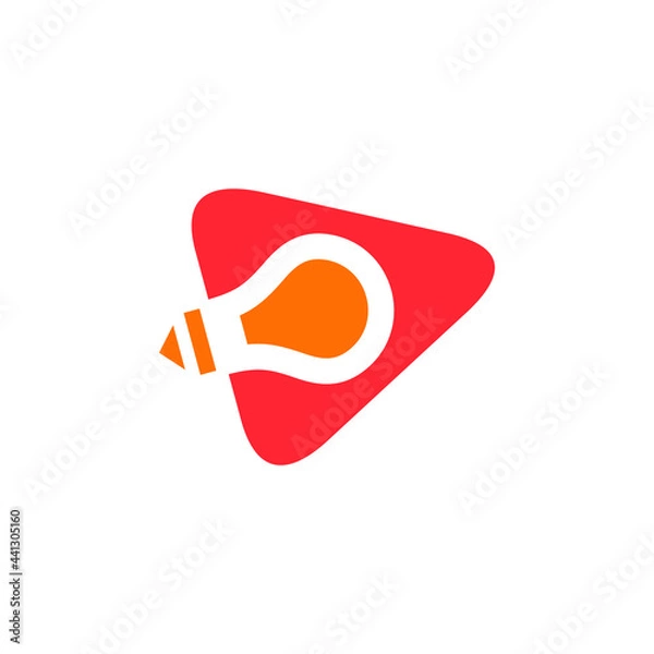 Fototapeta Logo Design Vector Combination of Lamp and Play . Abstract, emblem, design concept, logo, logotype, element, template