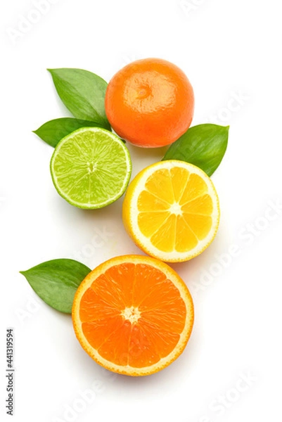 Fototapeta Healthy citrus fruits on white background