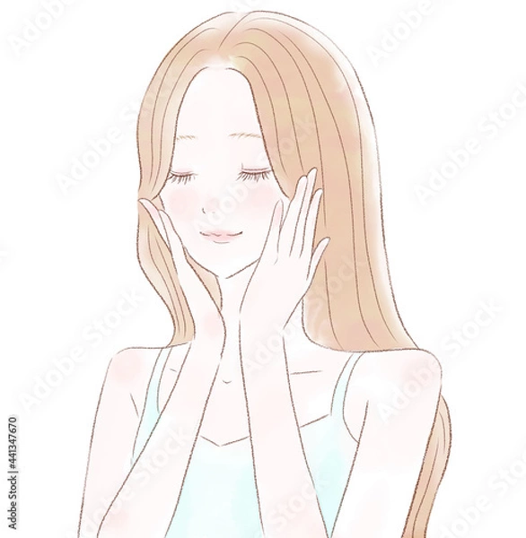 Obraz 目を閉じる女性　スキンケアのイメージ