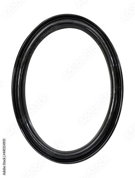 Obraz Wooden black oval frame for paintings, mirrors or photo isolated on white background. Design element with clipping path