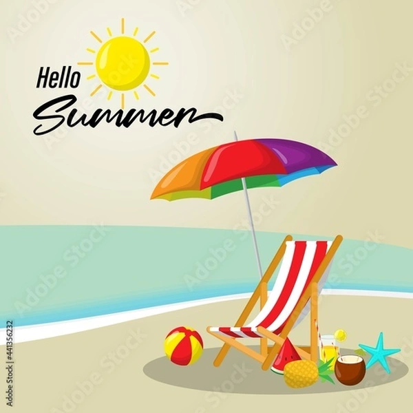 Fototapeta vector illustration for summer time, hello summer banner