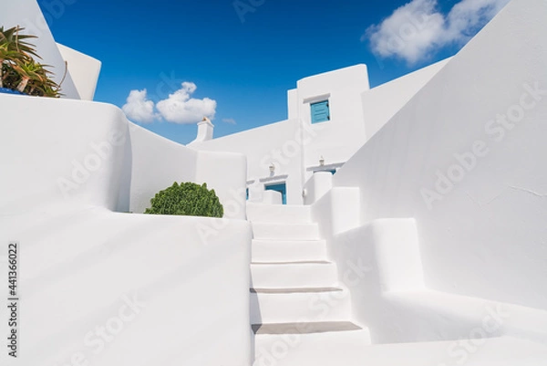 Fototapeta Characteristic white glimpse into the Chora of the Greek island of Sikinos in the Cyclades archipelago