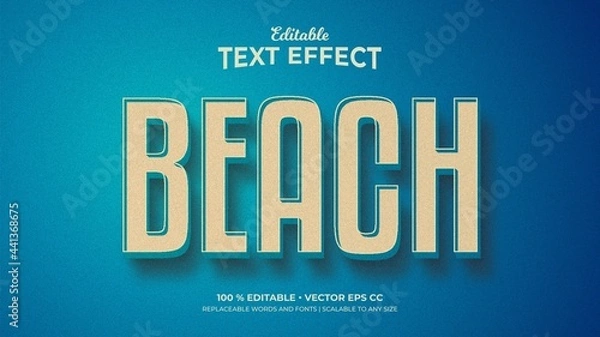 Obraz Vintage Text Effects, Editable Text Style - Beach