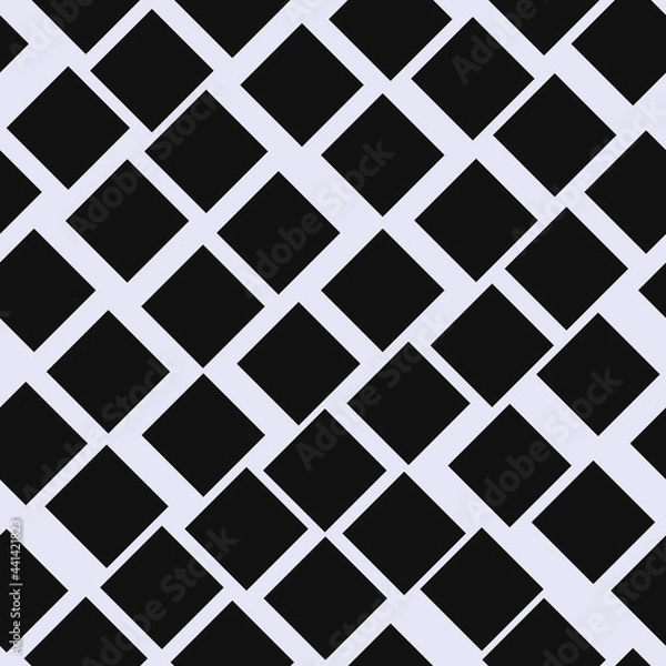 Fototapeta Diagonal squares wallpaper. Seamless black pattern. Repeated black square ornament.