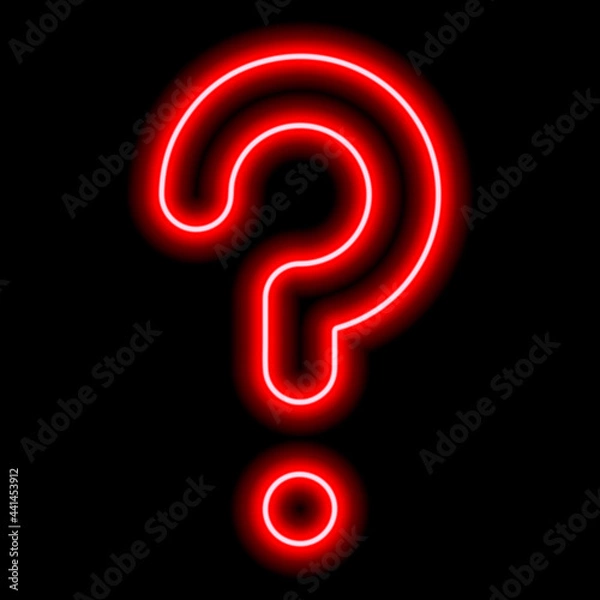 Obraz Red neon question mark on a black background