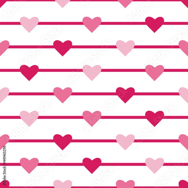 Obraz Colorful hearts on stripes repeat seamless pattern design with white background pattern