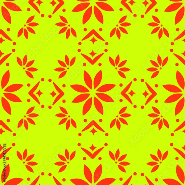 Fototapeta Bright flower vector illustration on yellow background