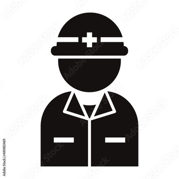 Obraz ヘルメットを被った作業員のアイコンイラスト/白背景