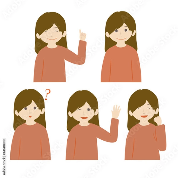Obraz 表情 ポーズ セット ( 上半身 ロングヘア )