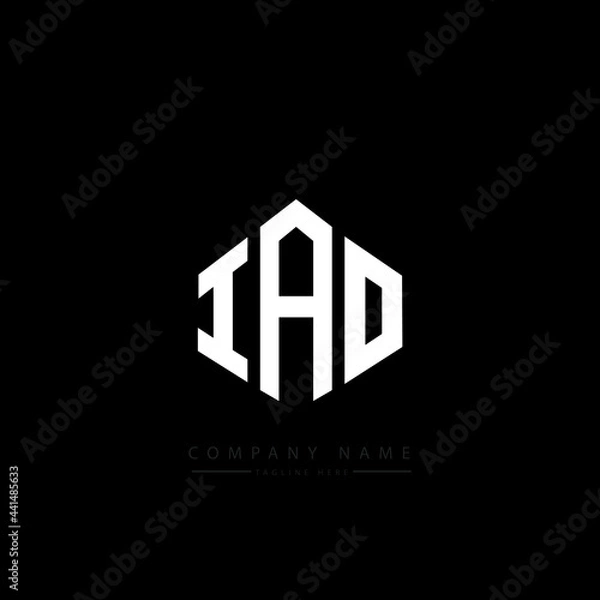 Obraz IAO letter logo design with polygon shape. IAO polygon logo monogram. IAO cube logo design. IAO hexagon vector logo template white and black colors. IAO monogram. IAO business and real estate logo.  