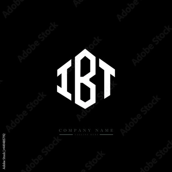 Fototapeta IBT letter logo design with polygon shape. IBT polygon logo monogram. IBT cube logo design. IBT hexagon vector logo template white and black colors. IBT monogram. IBT business and real estate logo. 
