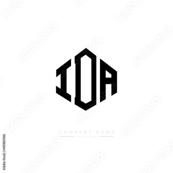 Fototapeta IDA letter logo design with polygon shape. IDA polygon logo monogram. IDA cube logo design. IDA hexagon vector logo template white and black colors. IDA monogram. IDA business and real estate logo. 