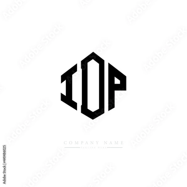 Fototapeta IDP letter logo design with polygon shape. IDP polygon logo monogram. IDP cube logo design. IDP hexagon vector logo template white and black colors. IDP monogram. IDP business and real estate logo. 