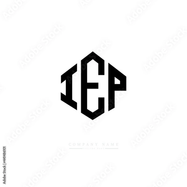 Fototapeta IEP letter logo design with polygon shape. IEP polygon logo monogram. IEP cube logo design. IEP hexagon vector logo template white and black colors. IEP monogram. IEP business and real estate logo. 