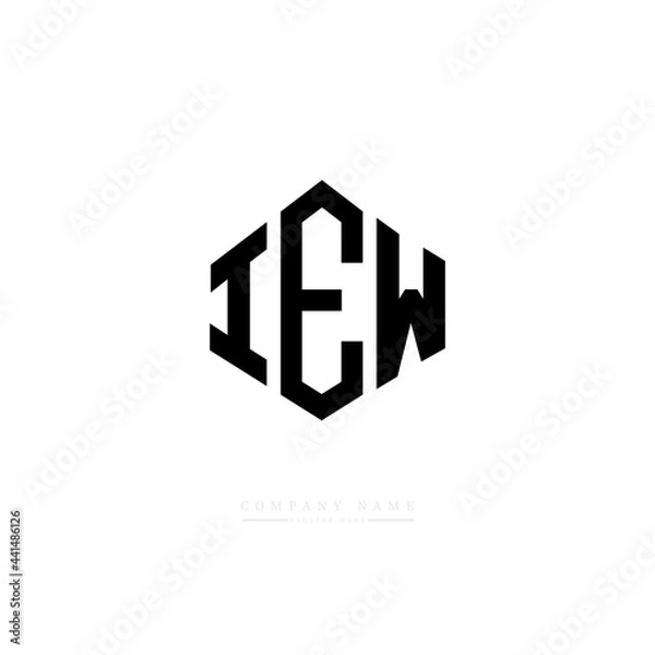 Fototapeta IEW letter logo design with polygon shape. IEW polygon logo monogram. IEW cube logo design. IEW hexagon vector logo template white and black colors. IEW monogram. IEW business and real estate logo. 