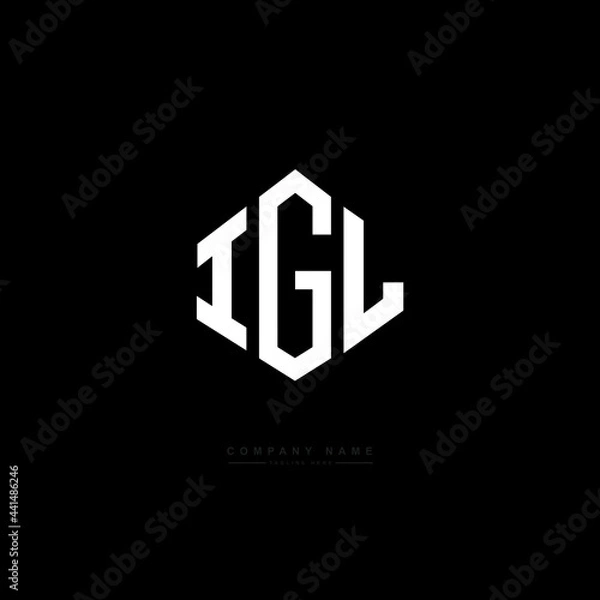 Fototapeta IGL letter logo design with polygon shape. IGL polygon logo monogram. IGL cube logo design. IGL hexagon vector logo template white and black colors. IGL monogram. IGL business and real estate logo. 