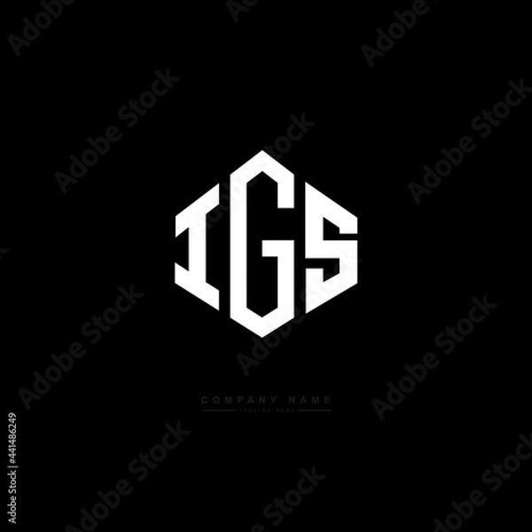 Fototapeta IGS letter logo design with polygon shape. IGS polygon logo monogram. IGS cube logo design. IGS hexagon vector logo template white and black colors. IGS monogram. IGS business and real estate logo. 
