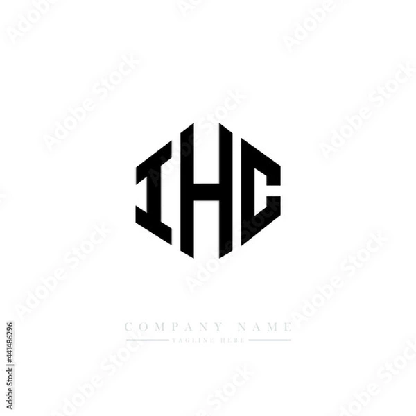 Fototapeta IHC letter logo design with polygon shape. IHC polygon logo monogram. IHC cube logo design. IHC hexagon vector logo template white and black colors. IHC monogram. IHC business and real estate logo. 