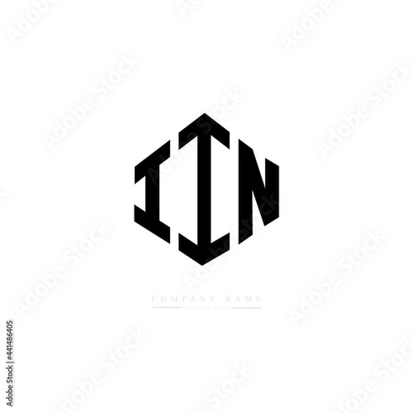 Fototapeta IIN letter logo design with polygon shape. IIN polygon logo monogram. IIN cube logo design. IIN hexagon vector logo template white and black colors. IIN monogram. IIN business and real estate logo. 