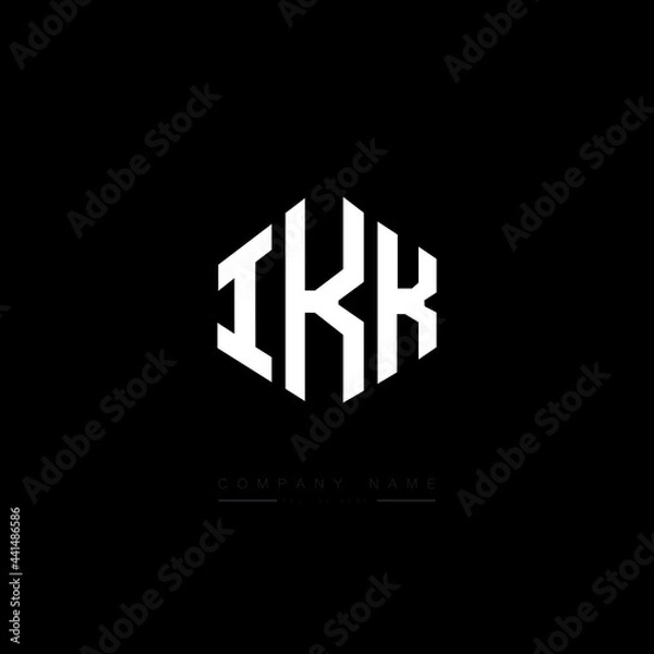 Fototapeta IKK letter logo design with polygon shape. IKK polygon logo monogram. IKK cube logo design. IKK hexagon vector logo template white and black colors. IKK monogram. IKK business and real estate logo. 