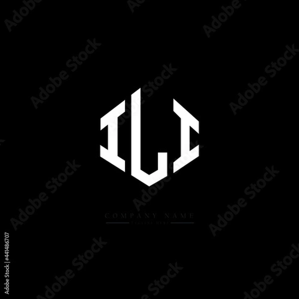 Obraz ILI letter logo design with polygon shape. ILI polygon logo monogram. ILI cube logo design. ILI hexagon vector logo template white and black colors. ILI monogram. ILI business and real estate logo. 