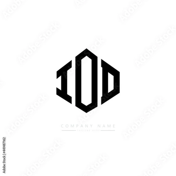Fototapeta IOD letter logo design with polygon shape. IOD polygon logo monogram. IOD cube logo design. IOD hexagon vector logo template white and black colors. IOD monogram. IOD business and real estate logo. 