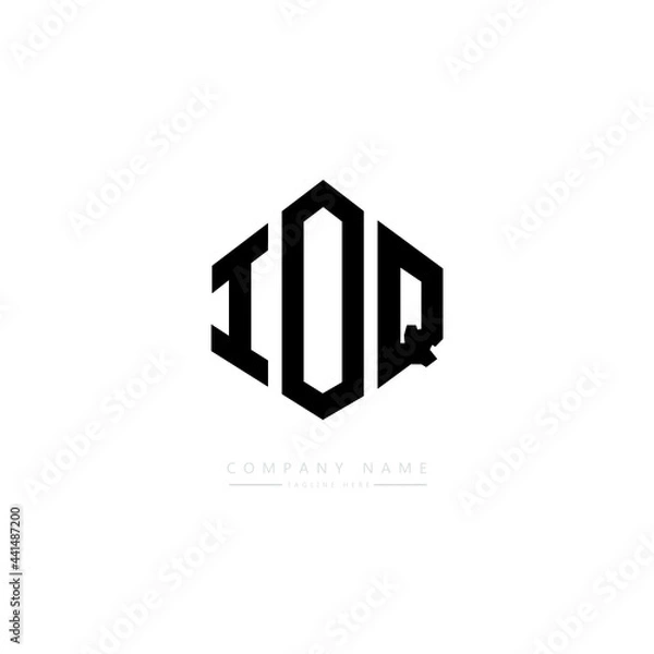 Fototapeta IOQ letter logo design with polygon shape. IOQ polygon logo monogram. IOQ cube logo design. IOQ hexagon vector logo template white and black colors. IOQ monogram. IOQ business and real estate logo. 