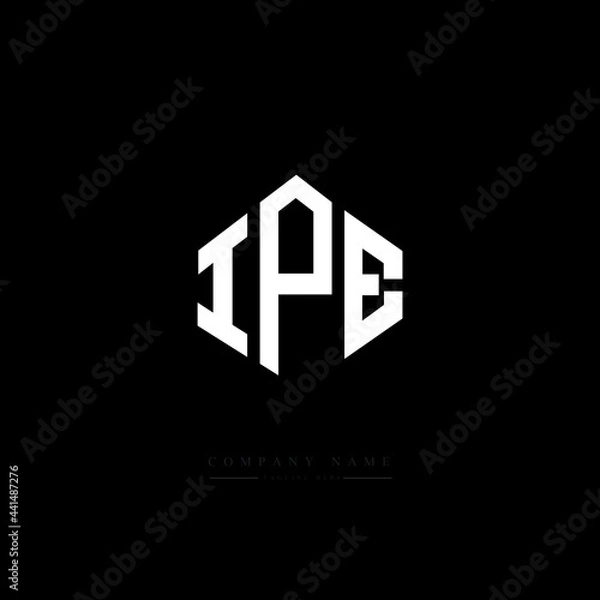 Obraz IPE letter logo design with polygon shape. IPE polygon logo monogram. IPE cube logo design. IPE hexagon vector logo template white and black colors. IPE monogram. IPE business and real estate logo. 