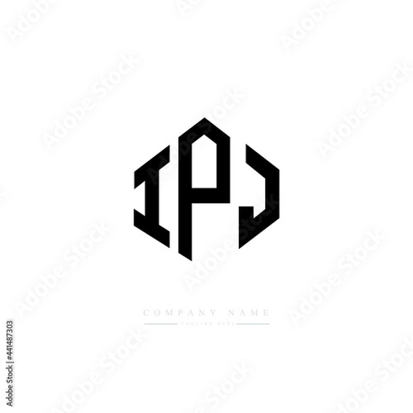 Fototapeta IPJ letter logo design with polygon shape. IPJ polygon logo monogram. IPJ cube logo design. IPJ hexagon vector logo template white and black colors. IPJ monogram. IPJ business and real estate logo. 