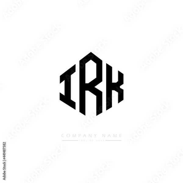 Fototapeta IRK letter logo design with polygon shape. IRK polygon logo monogram. IRK cube logo design. IRK hexagon vector logo template white and black colors. IRK monogram. IRK business and real estate logo. 