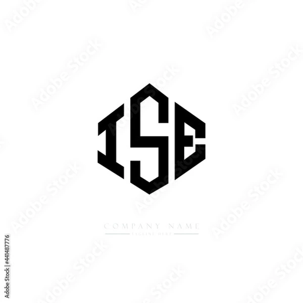 Fototapeta ISE letter logo design with polygon shape. ISE polygon logo monogram. ISE cube logo design. ISE hexagon vector logo template white and black colors. ISE monogram. ISE business and real estate logo. 