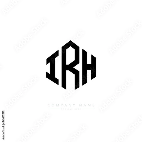 Fototapeta IRH letter logo design with polygon shape. IRH polygon logo monogram. IRH cube logo design. IRH hexagon vector logo template white and black colors. IRH monogram. IRH business and real estate logo. 