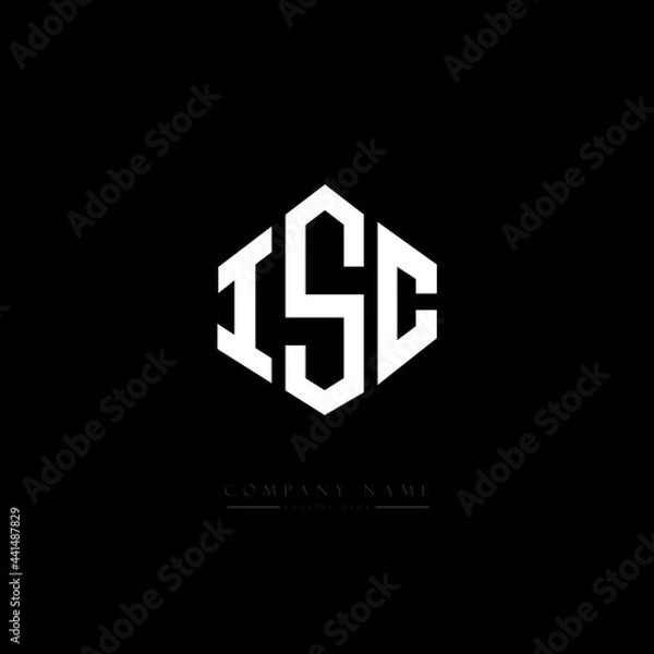 Fototapeta ISC letter logo design with polygon shape. ISC polygon logo monogram. ISC cube logo design. ISC hexagon vector logo template white and black colors. ISC monogram. ISC business and real estate logo. 