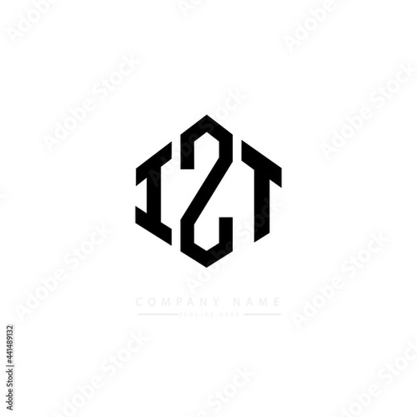 Fototapeta IZT letter logo design with polygon shape. IZT polygon logo monogram. IZT cube logo design. IZT hexagon vector logo template white and black colors. IZT monogram. IZT business and real estate logo. 
