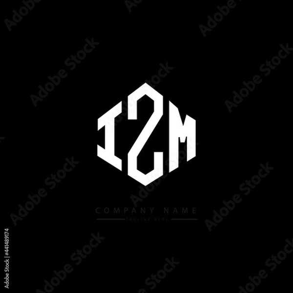 Fototapeta IZM letter logo design with polygon shape. IZM polygon logo monogram. IZM cube logo design. IZM hexagon vector logo template white and black colors. IZM monogram. IZM business and real estate logo. 