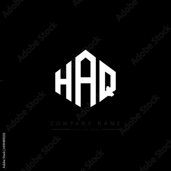 Fototapeta HAQ letter logo design with polygon shape. HAQ polygon logo monogram. HAQ cube logo design. HAQ hexagon vector logo template white and black colors. HAQ monogram. HAQ business and real estate logo. 