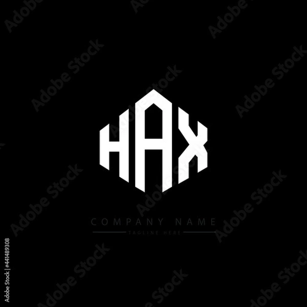 Fototapeta HAX letter logo design with polygon shape. HAX polygon logo monogram. HAX cube logo design. HAX hexagon vector logo template white and black colors. HAX monogram. HAX business and real estate logo. 