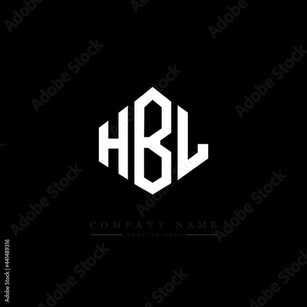 Fototapeta HBL letter logo design with polygon shape. HBL polygon logo monogram. HBL cube logo design. HBL hexagon vector logo template white and black colors. HBL monogram. HBL business and real estate logo. 