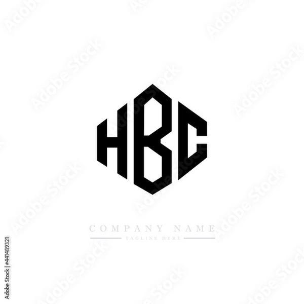 Fototapeta HBC letter logo design with polygon shape. HBC polygon logo monogram. HBC cube logo design. HBC hexagon vector logo template white and black colors. HBC monogram. HBC business and real estate logo. 