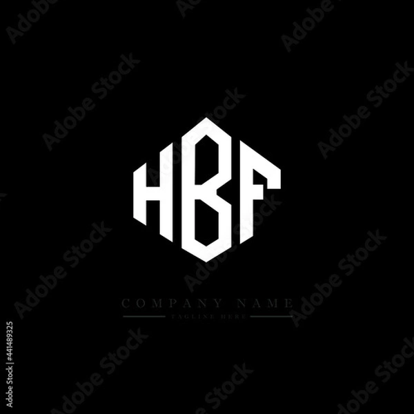 Obraz HBF letter logo design with polygon shape. HBF polygon logo monogram. HBF cube logo design. HBF hexagon vector logo template white and black colors. HBF monogram. HBF business and real estate logo. 